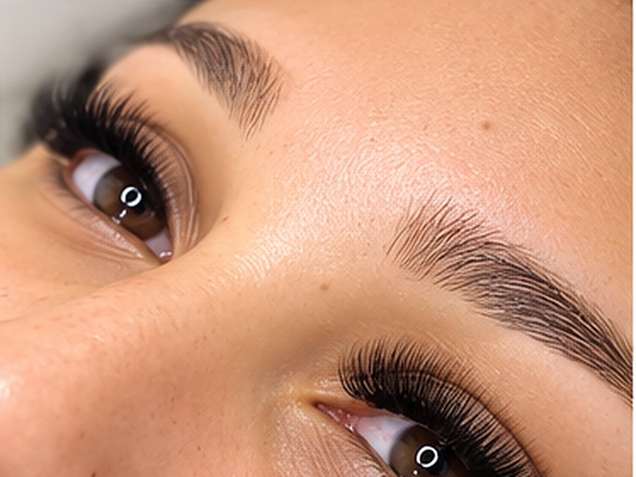 Softly shaped, feathered brow, close-up