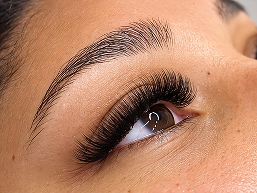 Lifted lash extensions in profile